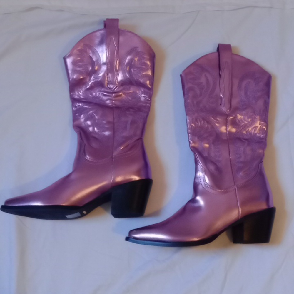 Billini Danilo Shiny Metallic Purple Western Boots, Size 7